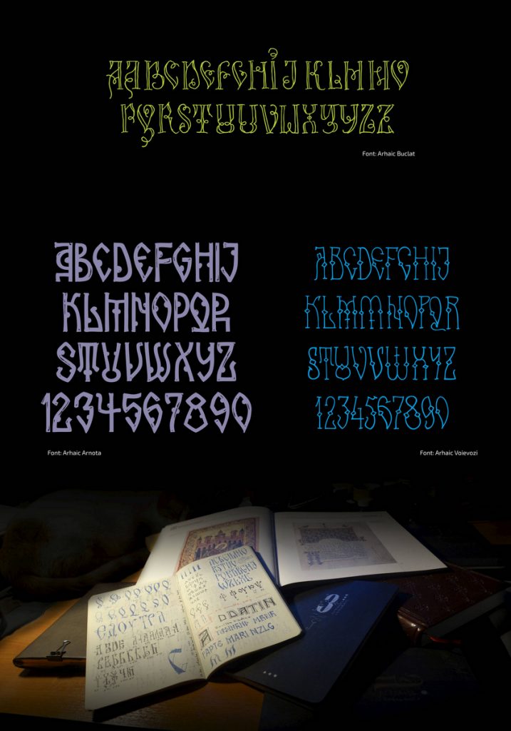 Arhaic Românesc - setul de tipuri de literă cu specific românesc create de Florin Florea.